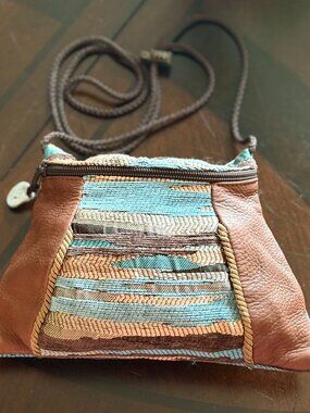Erda Leather & Woven Tapestry Artisan Crossbody Bag